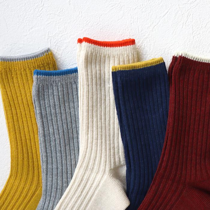 TAWARA（たわら） ウール混 トップカラーローゲージ リブクルーソックス 1P  靴下 レディース おしゃれ かわいい コットン シンプル 秋 冬 |  | 14