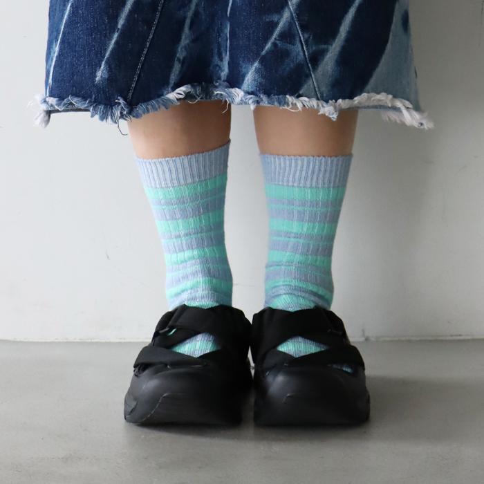 TAWARA（たわら） 綿麻 ボーダークルーソックス 1P 靴下 レディース おしゃれ かわいい リネン コットン ボーダー | TAWARA | 16