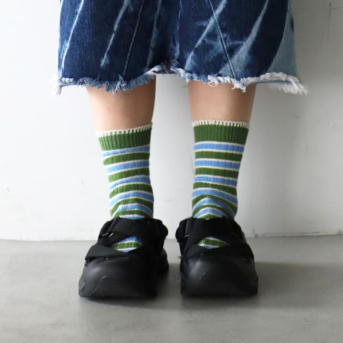 TAWARA（たわら） 綿麻 ボーダークルーソックス 1P 靴下 レディース おしゃれ かわいい リネン コットン ボーダー | TAWARA | 10