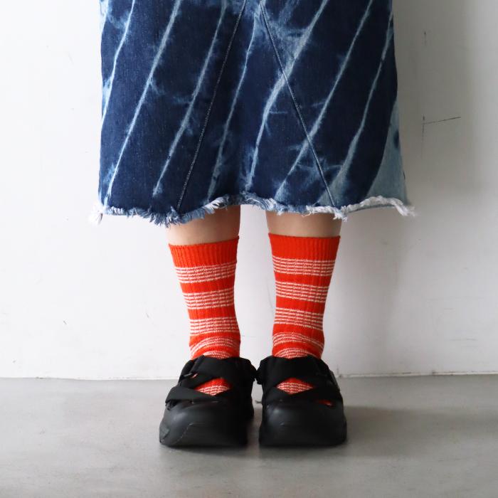 TAWARA（たわら） 綿麻 ボーダークルーソックス 1P 靴下 レディース おしゃれ かわいい リネン コットン ボーダー | TAWARA | 14