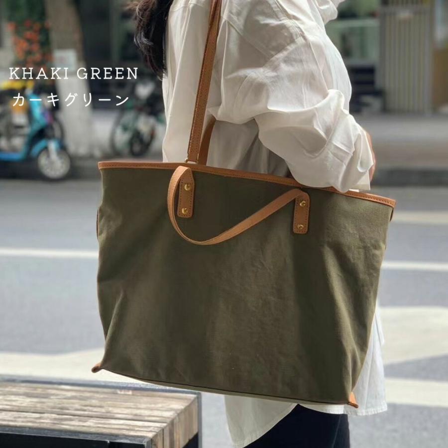 トートバッグ ダブルハンドル 本革 帆布 2way トートバック ショルダー