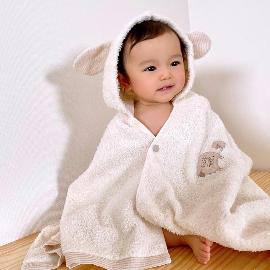 コンテックス フラッフィー ベビーバスローブ オーガニックコットン フード付きバスタオル 今治タオル 赤ちゃん 子供 綿100 バスローブ 送料無料お手入れ要らず バスポンチョ