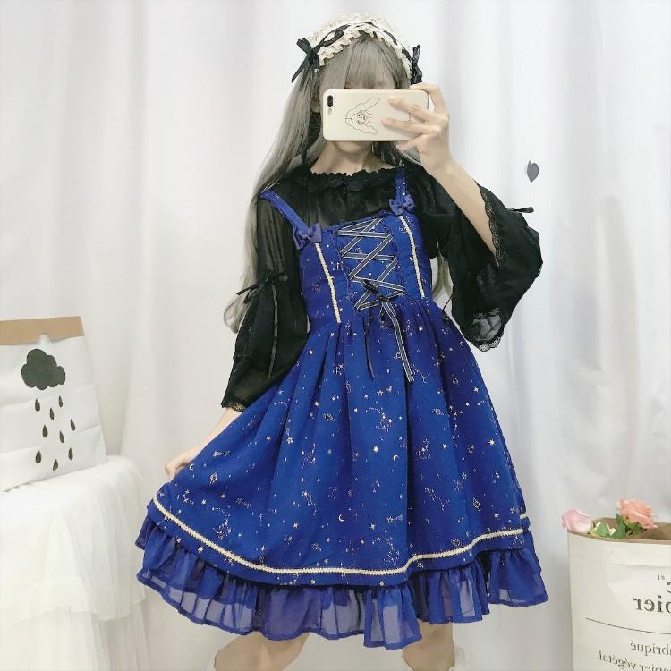 星柄 ワンピース 星 星空 キラキラ ゴスロリ コスチューム ロリータ