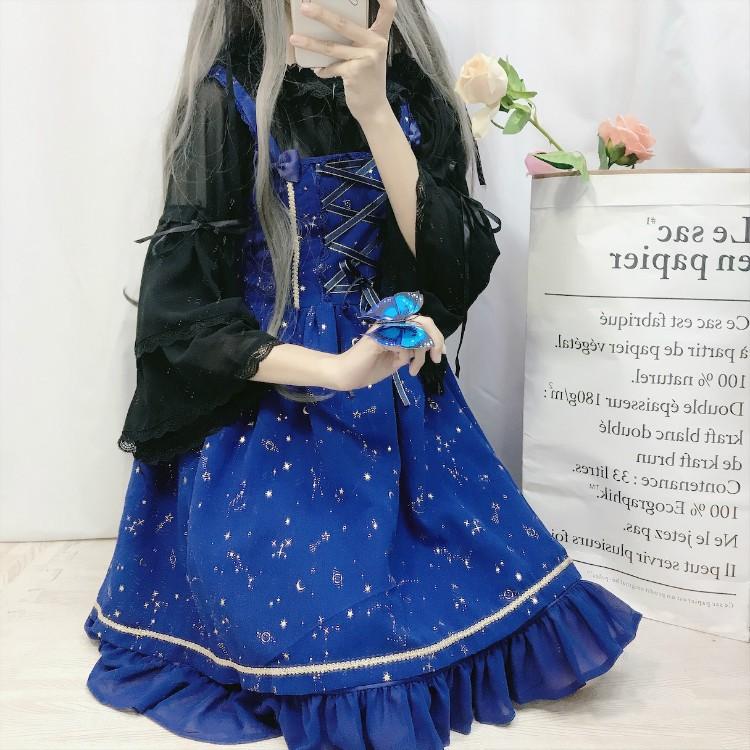 星柄 ワンピース 星 星空 キラキラ ゴスロリ コスチューム ロリータ アニメ メイド ゴシック 衣装 ロリータコスプレ ロリ 仮装 パーティ ミニ ドレス 送料無料 19 0043 9652 Standard Closet 通販 Yahoo ショッピング