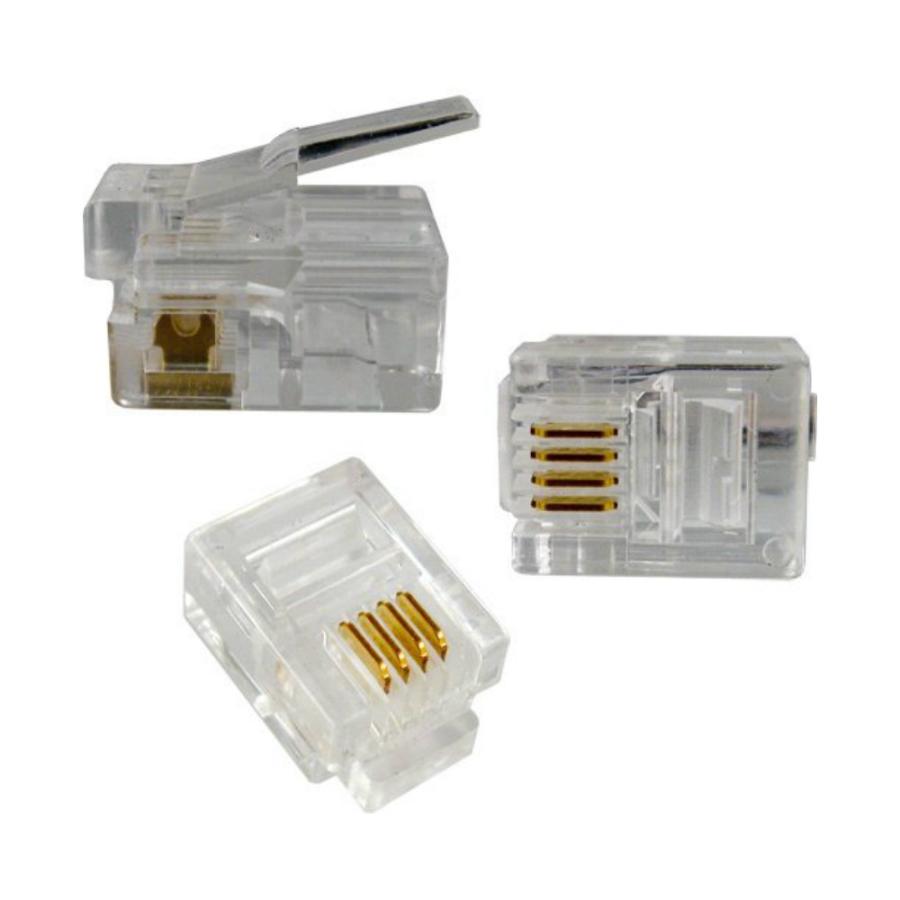 RJ11 モジュラー コネクタ 4芯 100個 LAN プラグ 電話機 電話ケーブル