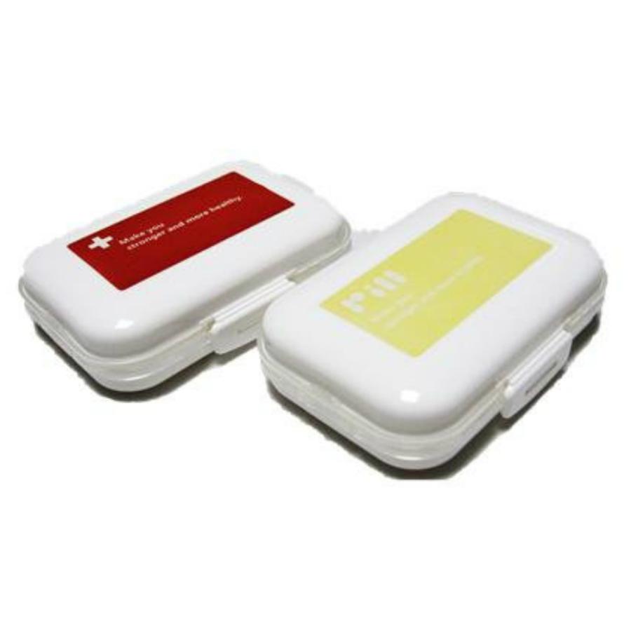 2個セット ピルケース 薬箱 携帯 仕分け 仕切り 赤 黄色 複数種類 送料