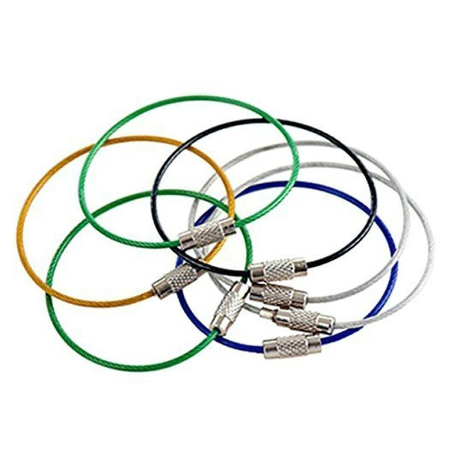 ステンレス チェーン 5本 セット キーチェーン キーホルダー 鍵 まとめる ワイヤー リング おしゃれ 赤 黒 緑 送料無料 |  | 01