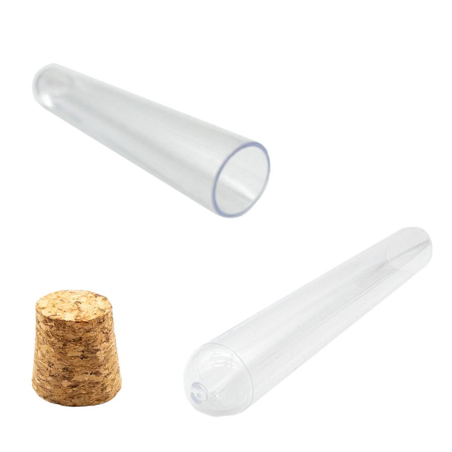 10本セット 試験管 コルク栓 PS プラスチック製 多用途 研究 科学 実験