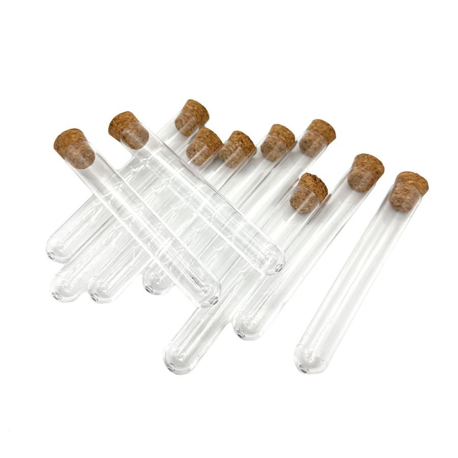 10本セット 試験管 コルク栓 PS プラスチック製 多用途 研究 科学 実験