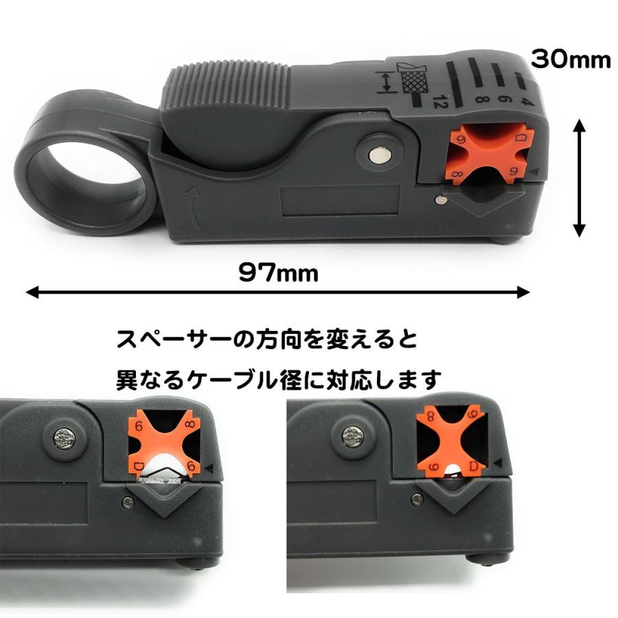 同軸ケーブル ストリッパー 被覆剥き ケーブルストリッパー 工具 ハサミ 送料無料|standard-net|02