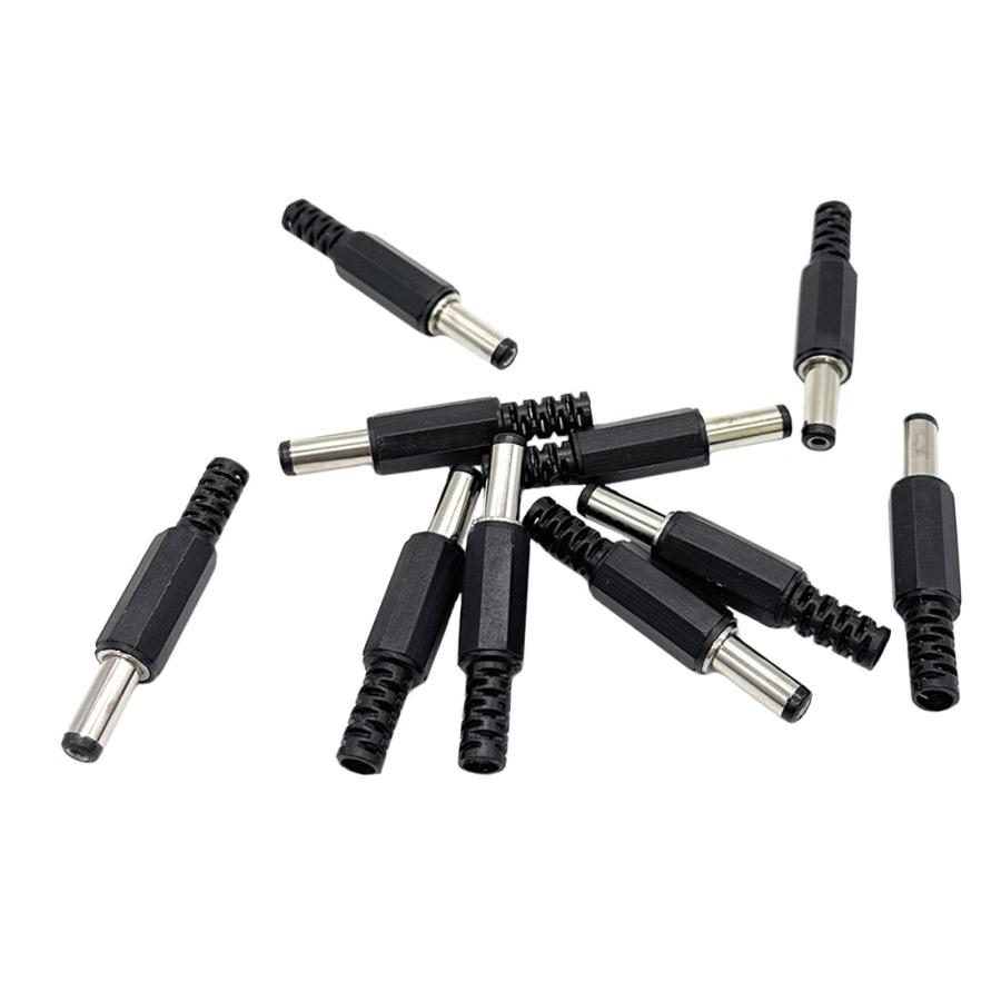 10個セット 2.1x5.5mm オス DC電源 プラグ ジャック コネクタ 黒 送料