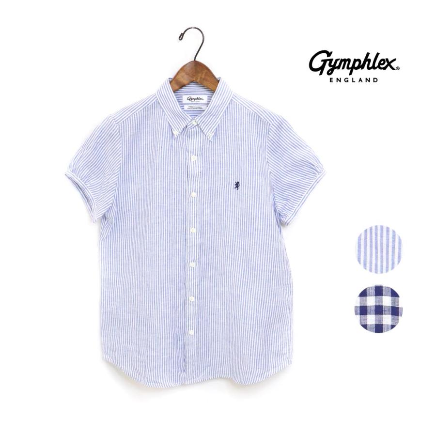 ジムフレックス リネン ボタンダウン半袖シャツ Gymphlex GY-B0242LNP 国内正規品 2025春夏新作 送料無料 GYMPHLEX（ジムフレックス） ☆レディース リネンボタンダウン半袖