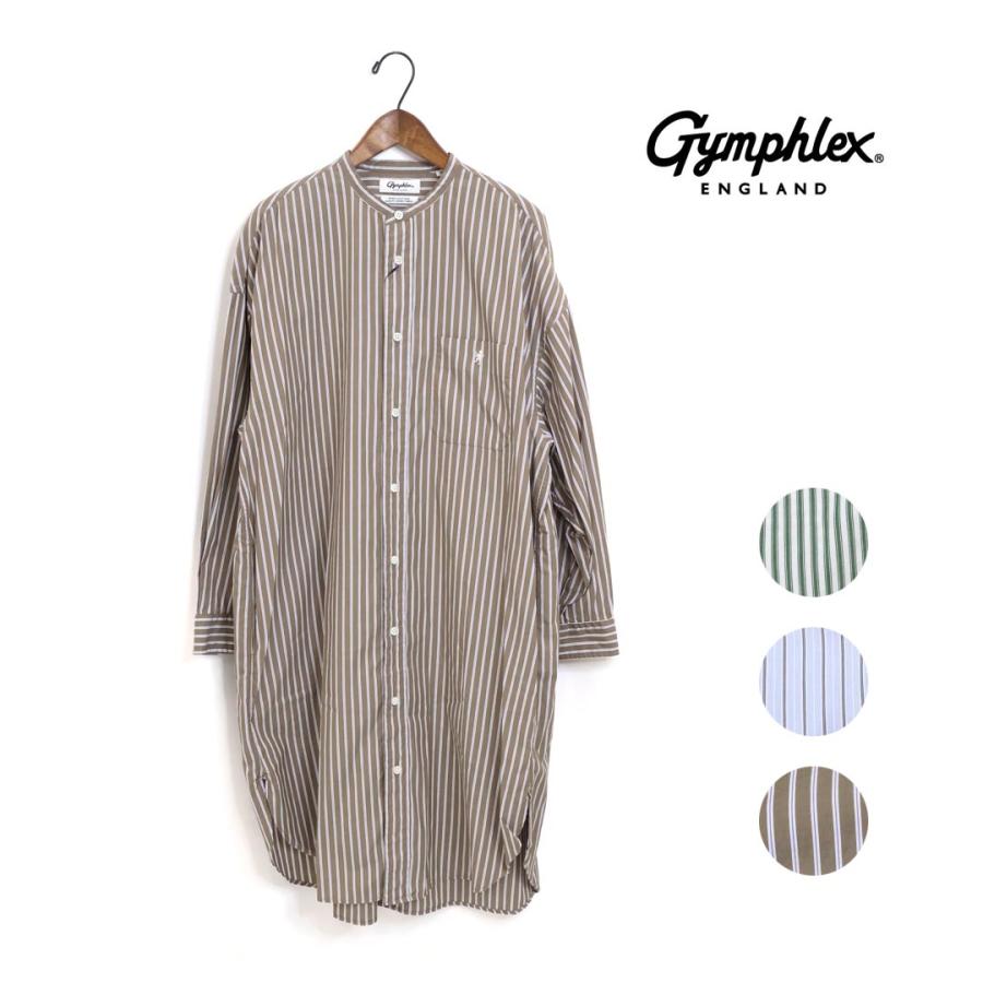 Gymphlex コットン バンドカラーシャツワンピース