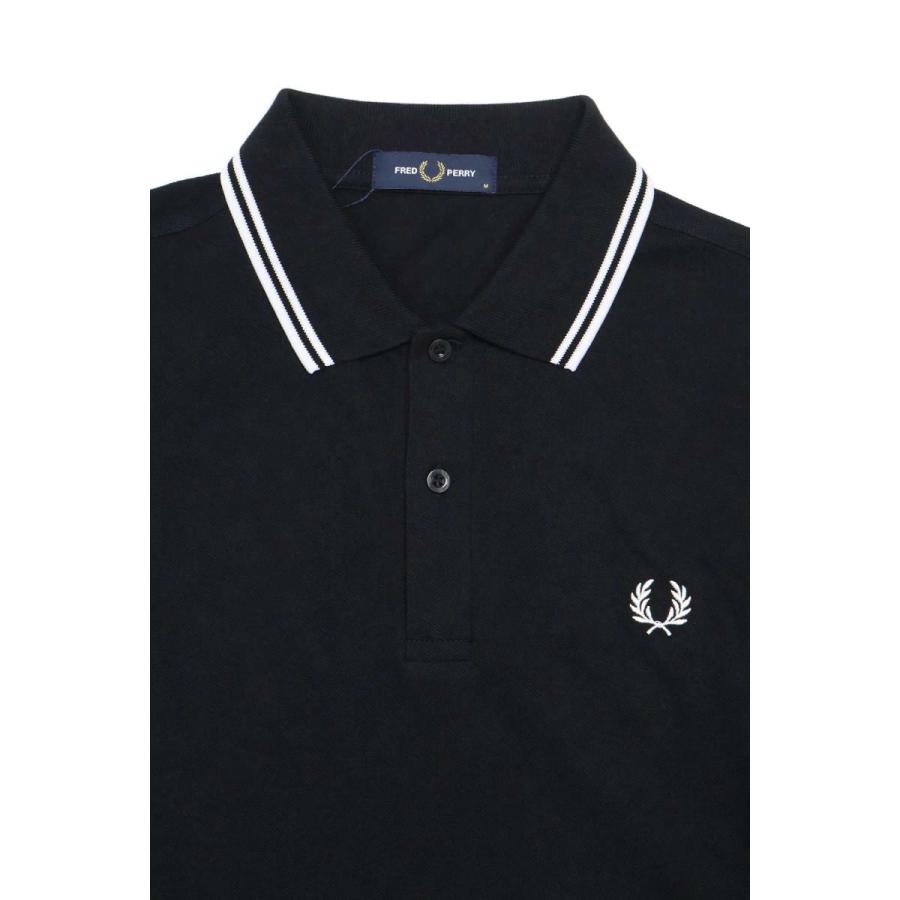 FRED PERRY 定番 M3600 鹿の子ポロシャツ 黒 白ライン M FRED PERRY（フレッドペリー） メンズ レディース ライン入り鹿の子