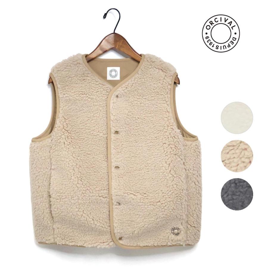 ✮ORCIVAL✮オーシバル✮ウールボア カラーレスベスト BEIGE サイズ2 ORCIVAL（オーシバル） レディース オーチバル ボアフリース ノー
