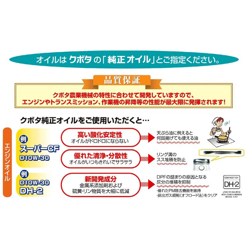 クボタ 純正オイル  ディーゼルエンジン用オイル D10W30スーパーCF 4L 08908-87260 |  | 01