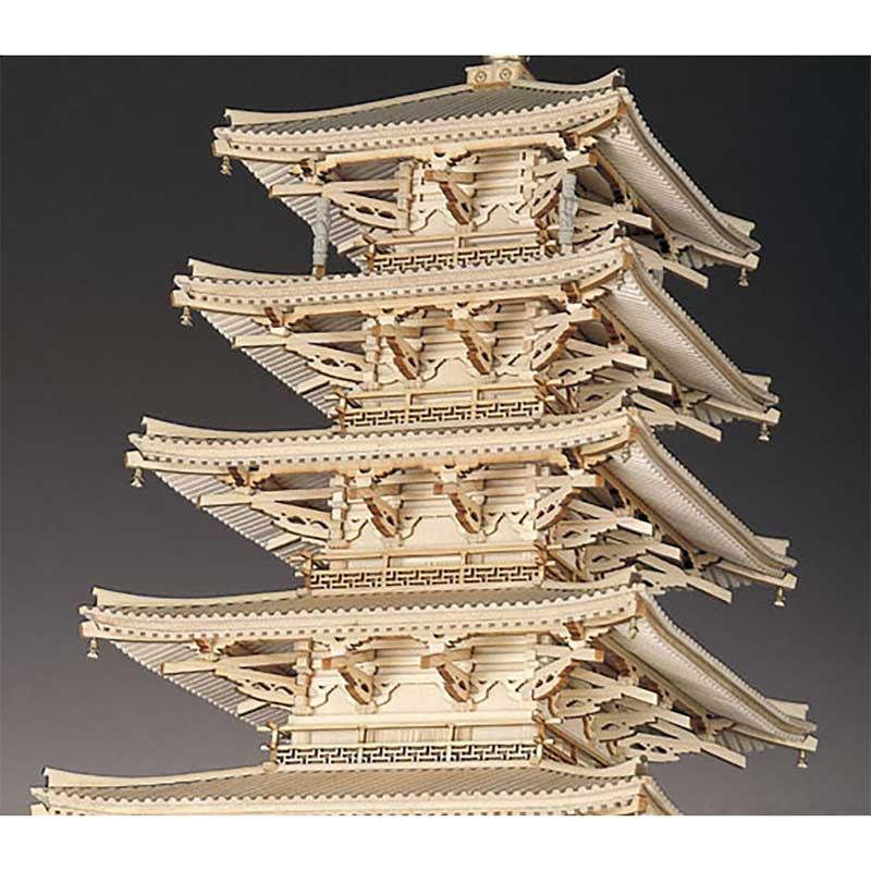 ウッディジョー 木製模型 1/75 法隆寺 五重の塔 : エアガン ホビーの