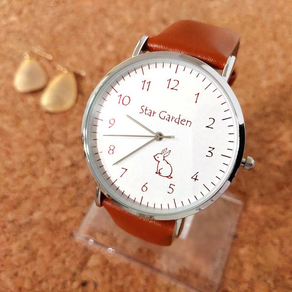 うさぎの腕時計 レディース メンズ ユニセックス お洒落 可愛い プレゼント ラッピング可 無料ラッピング 誕生日 記念日 入学祝い 見やすい シルバー ブラウン