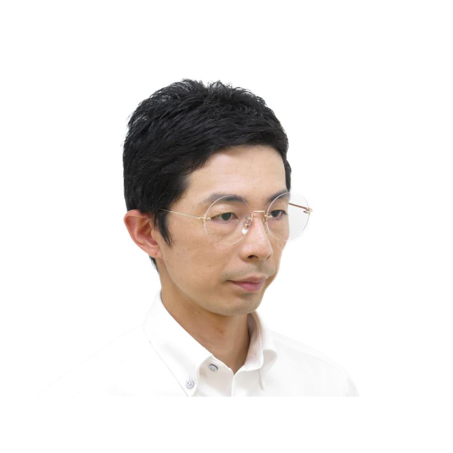 ウシジマくん風 丸型 縁なし 伊達メガネ UVカット付レンズ u002