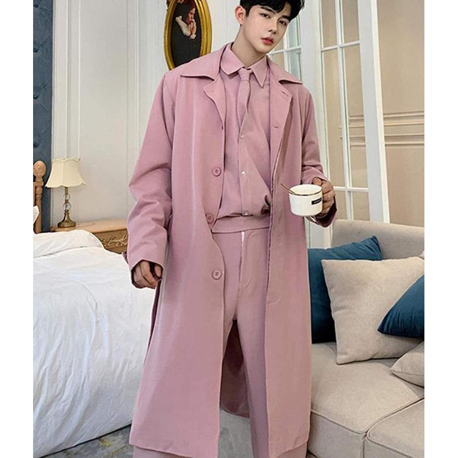 玄関先迄納品 Zhongjue ジュージェン メンズ ロングコート 韓国ファッショ メンズコートおしゃれ 長袖 トレンチコート 秋 チェスターコート ゆったり 花柄 コート アウター