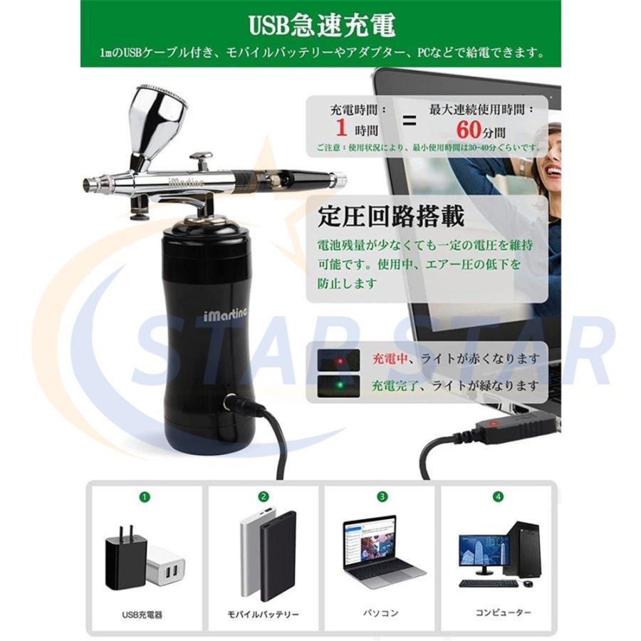 エアブラシ コンプレッサー セット USB充電式 ダブルアクション エアブラシ コンプレッサー セット USB充電式 ダブルアクション