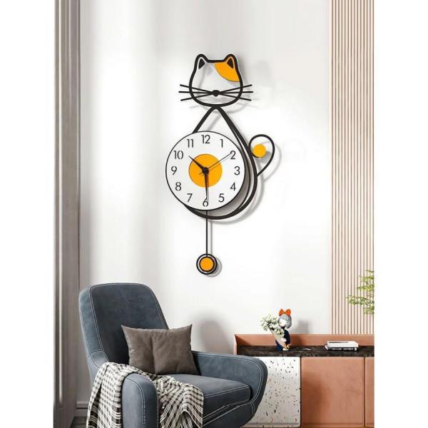 壁掛け時計　振り子時計　猫　可愛い　アクリル　掛け時計　ウォールクロック　リビングルーム　インテリア時計　おしゃれ　北欧　壁掛け　静音　おしゃれ　モダ｜star-store2｜02