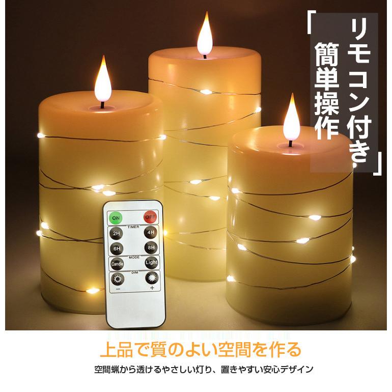 LED キャンドルライト 3本+リモコンセット イルミネーションライト