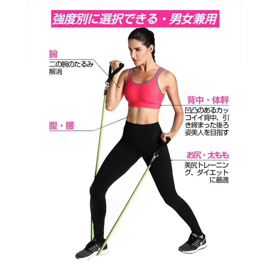 トレーニングチューブ 5本セット エクササイズバンド 筋トレ チューブ