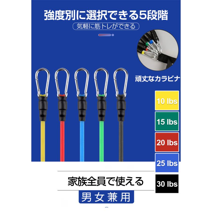トレーニングチューブ 5本セット エクササイズバンド 筋トレ チューブ