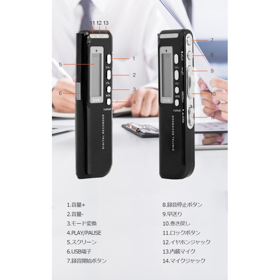 ボイスレコーダー 小型 高音質 長時間 録音 4GB 電池式 USB mp3