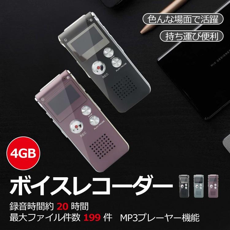 ボイスレコーダー 小型 ICレコーダー 録音機 4GB 内蔵スピーカー