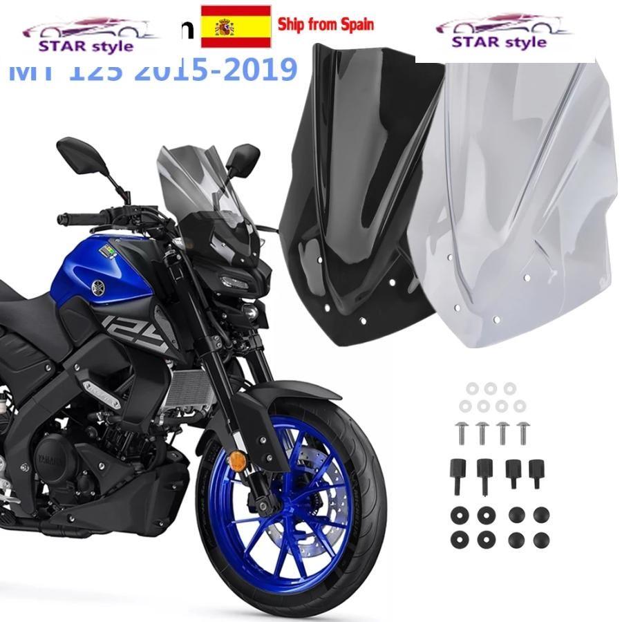 Motorrad Windschild Für Yamaha MT125 2015-2019 - Double Bubble Windschutz Schwarz