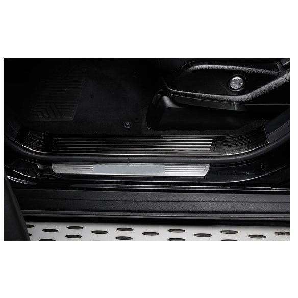 販売の在庫 メルセデスベンツBENZ W166 GLE ブラックステンレスドアエントランスガードスカッフプレート パネル 内側 4ｐ