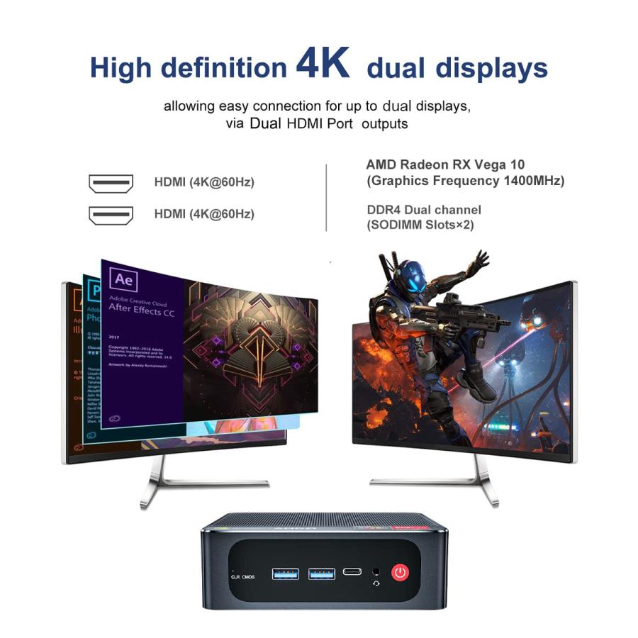 専用出品 Beelink SER5 Mini PC AMD Ryzen 5 5560U W11 Pro Mini Office Computers， 16GB RAM DDR4 500GB NVMe SSD， Dual HDMI 4K@60Hz Output，... [並行輸入品] 【HOV1058872325】(38355円)