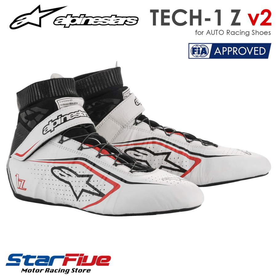 アルパインスターズ レーシングシューズ 4輪用 車 バイク 自転車 Tech1 Z 自動車 V2 213 ホワイト ブラック レッド V2を全国通信販売 カンガルーレザー採用で軽量性とフィッティングを追求したfia56 18規格公認モデル Alpinestars Tech1zv2 Shoes 213 アルパイン