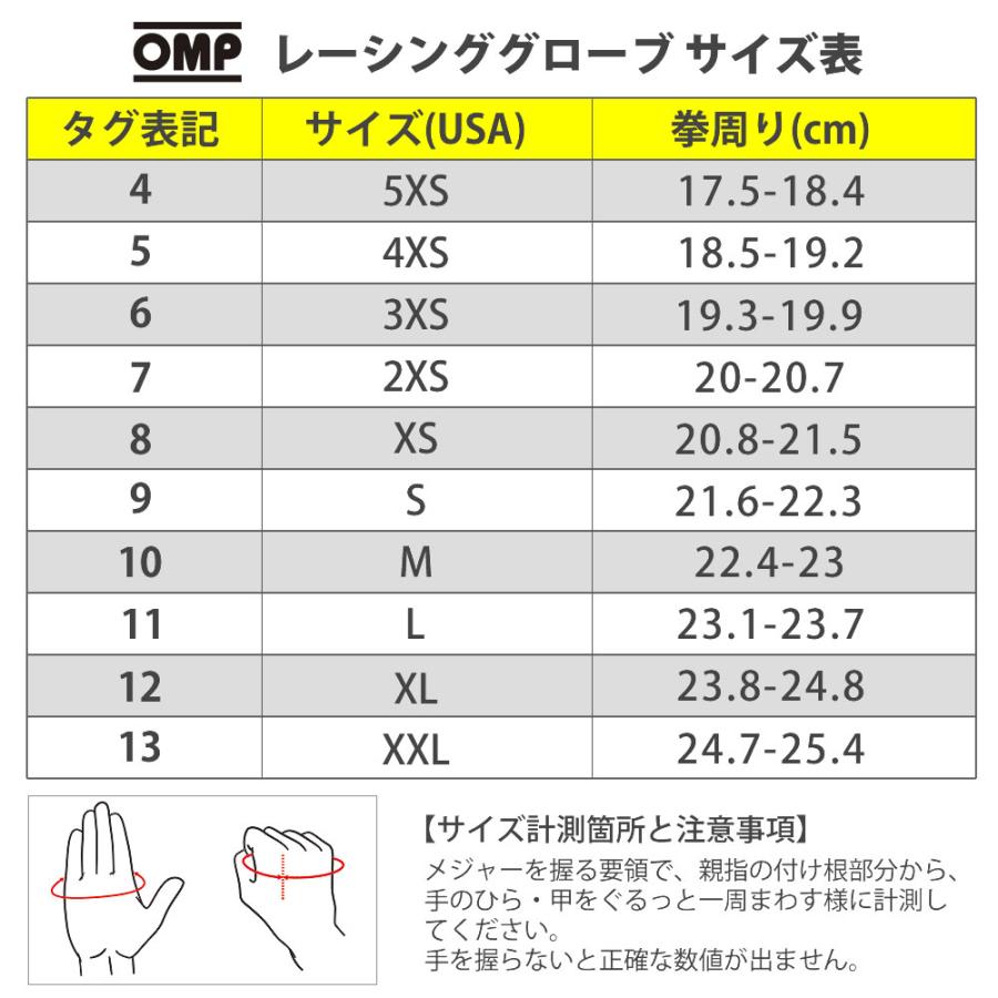 OMP レーシンググローブ 4輪用 ONE-S 外縫い FIA8856-2018公認