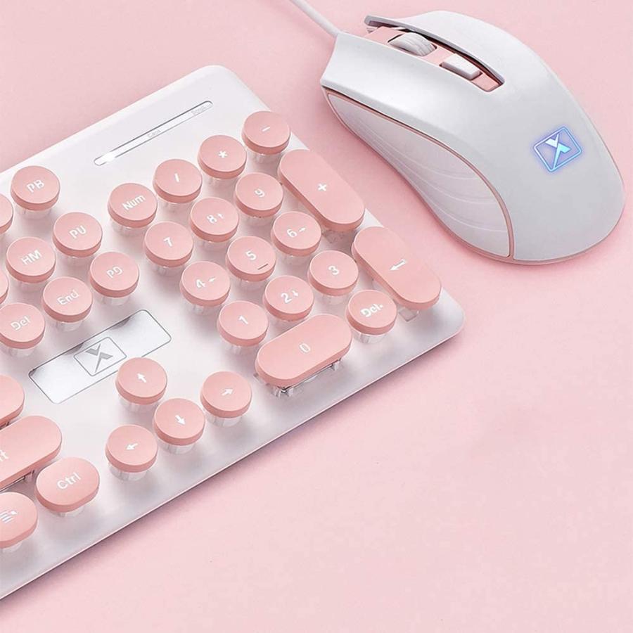 キーボード マウス キーボードマウスセット ピンクかわいいキーボード