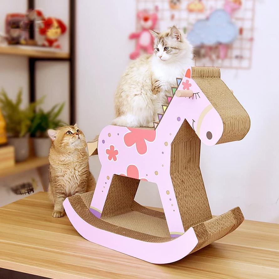 ポイント10倍 キャットタワー ピンク 馬 木馬 猫ソファー 遊びボード ピンク アニマル 据え置き 置き型 爪とぎ インテリア 長持ち 頑丈 段ボール 運動不足 遊び場 代引き手数料無料 Www Muslimaidusa Org
