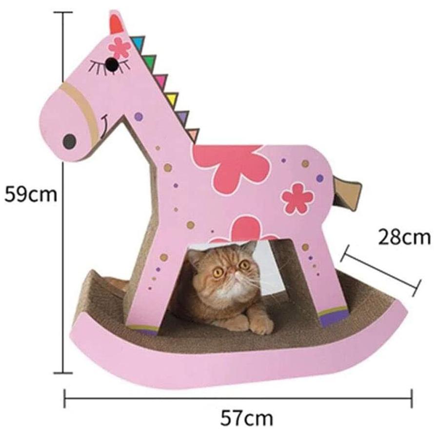 キャットタワー ピンク 馬 木馬 猫ソファー 遊びボード アニマル