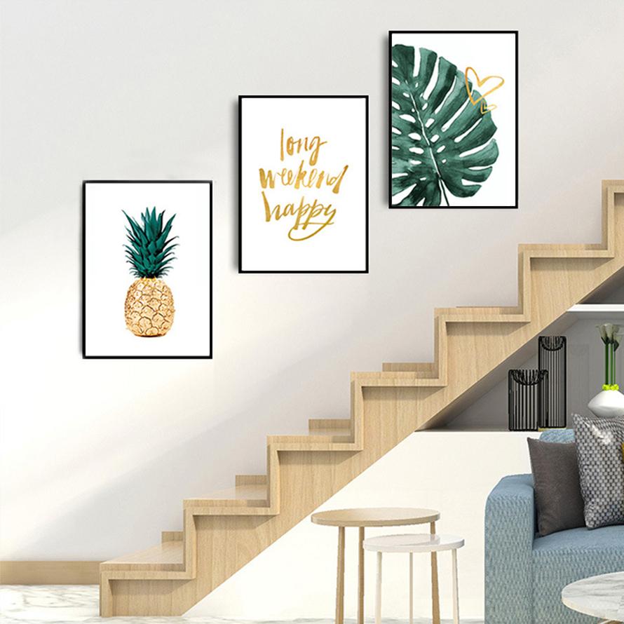 3枚セット 絵画 インテリア ファブリック 絵 植物 パイナップル 人気