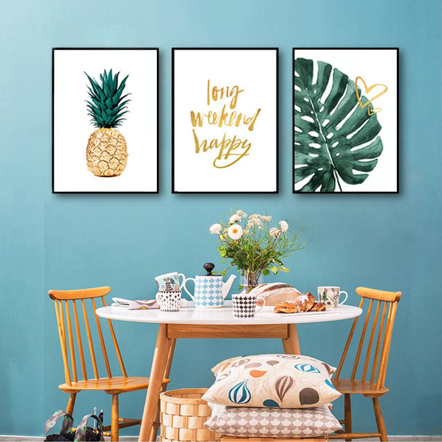 3枚セット 絵画 インテリア ファブリック 絵 植物 パイナップル 人気