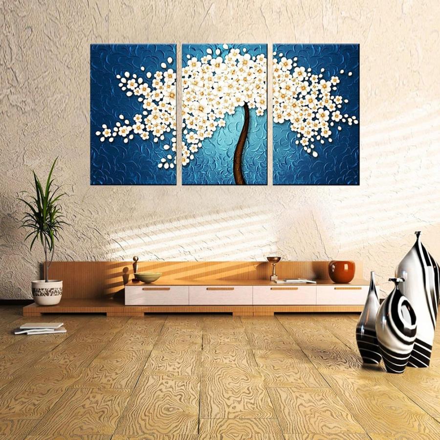 ファブリックパネル 3枚 絵画 インテリア ファブリック 絵 植物 はな