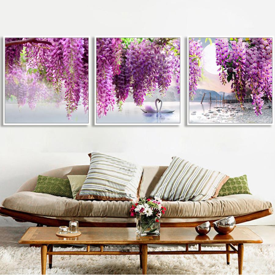 3枚セット 絵画 インテリア ファブリック 絵 植物 花　ハナ 人気 40×40cm  壁掛け アートパネル リビング プレゼント 送料無料 |  | 05