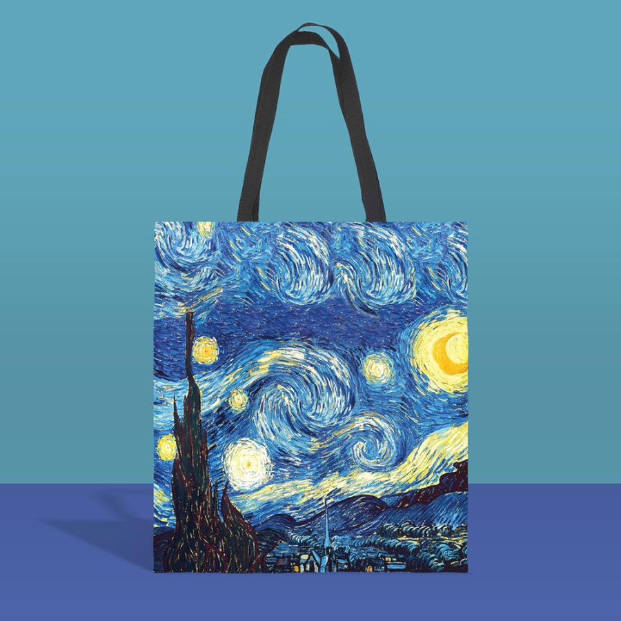 かばん　エコバッグ 名画エコバッグ　ゴッホ　星月夜　夜のカフェテラス　ナイロン 折りたたみ コンパクト レジカゴ おしゃれ 春 夏 秋 冬 カジュアル　送料無料 | 