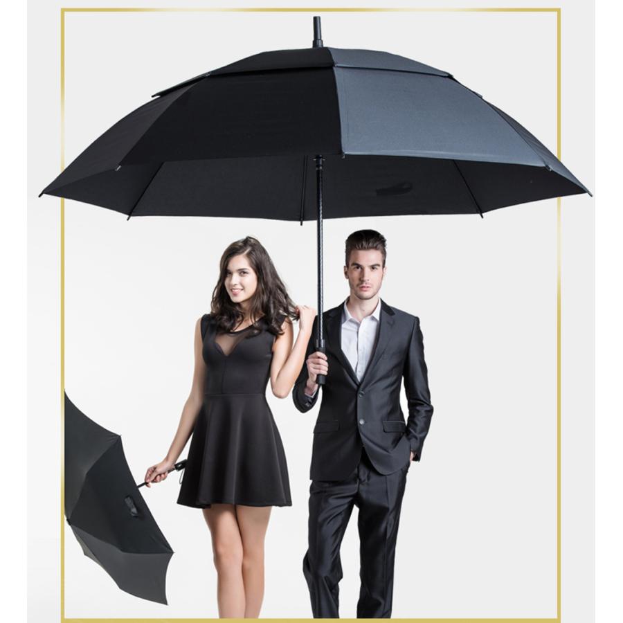風が抜ける傘　大きい雨傘 直径135cm２重構造 紳士傘 風に強い 　強風対応構造の傘 男性用 メンズ 雨傘 75cm x8本骨 送料無料 |  | 12