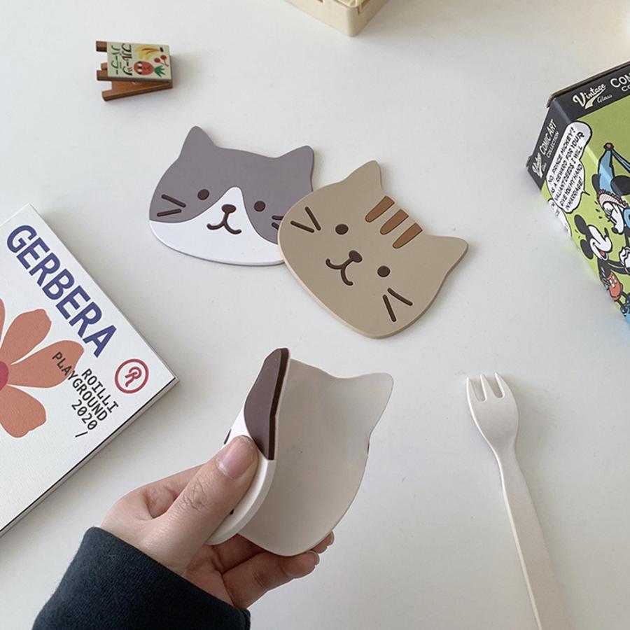 コースター かわいい インスタ映え シリコン製 猫 ねこ ネコ 猫型 ギフト プレゼント おしゃれ インテリア雑貨 店舗 ３枚セット 送料無料 |  | 08