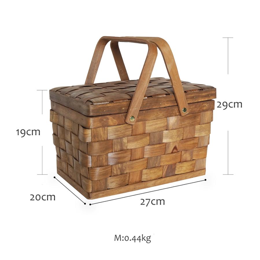 フタ付 ピクニックバスケット ピクニック かご 編み ラタン 藤