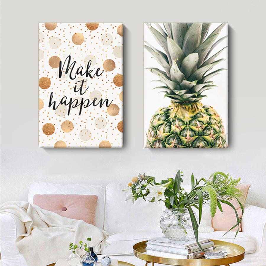 2枚セット 絵画 インテリア ファブリック 絵 パイナップル 人気 35
