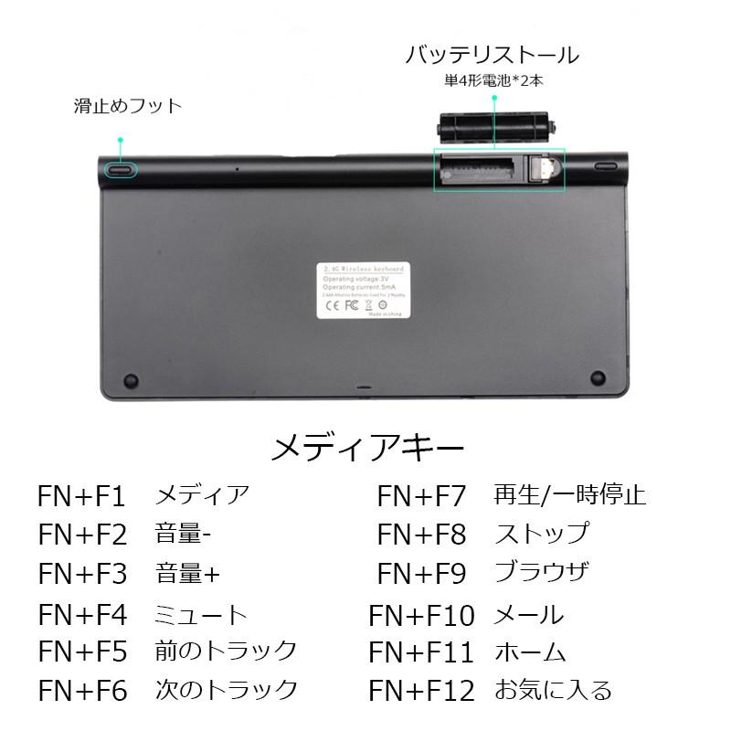 ワイヤレス コンパクト キーボード マウスセット タブレット PC 2.4GHz