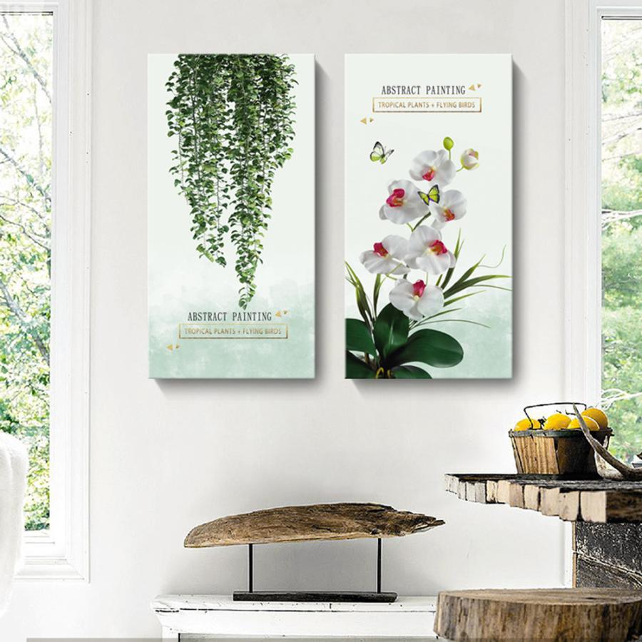 2枚セット 絵画 インテリア ファブリック 絵 植物 人気 40×80cm 壁掛け